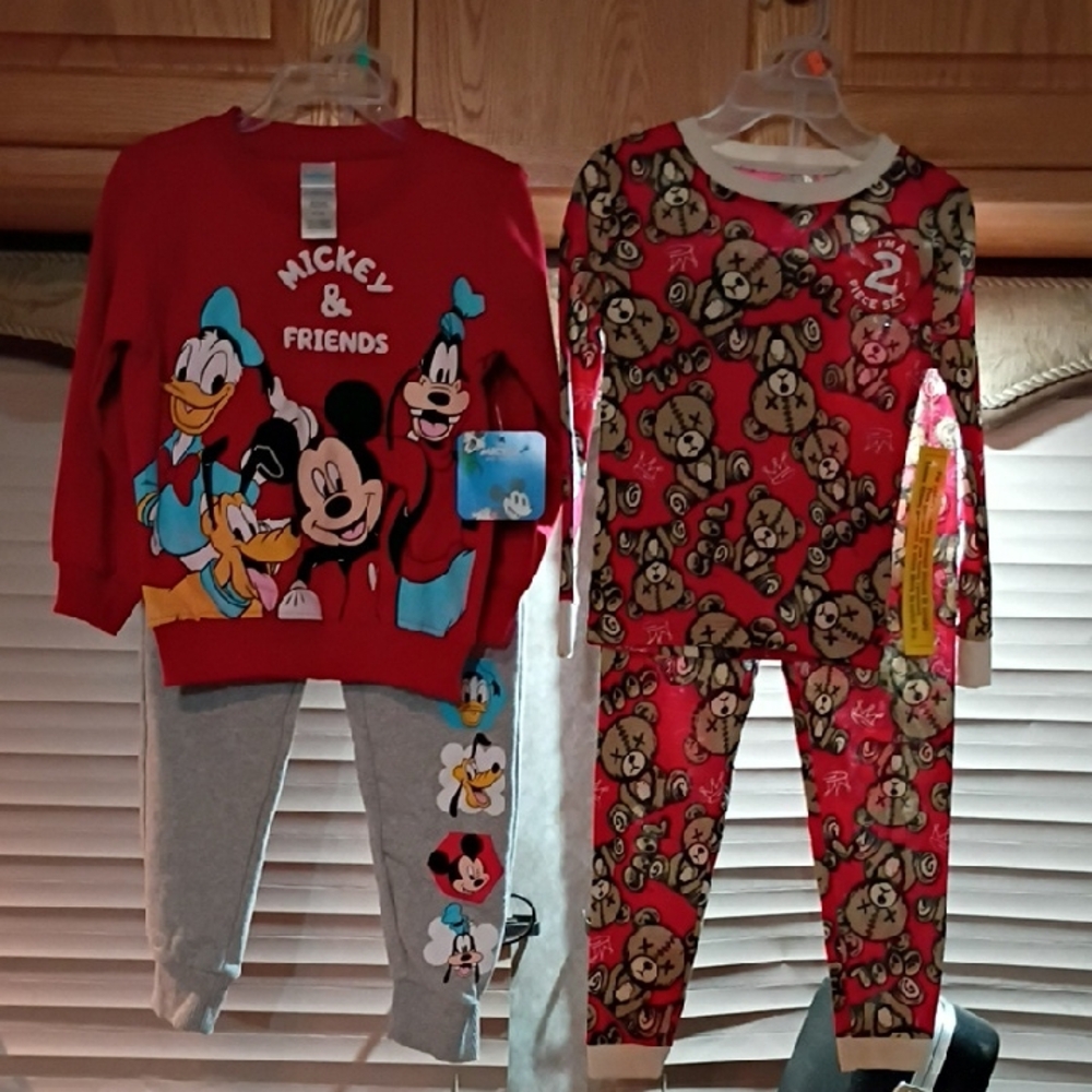 Mickey & Friends Red and Gray Kids Pajama Set
